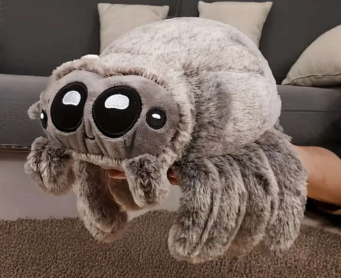 Jumping Spider Plush Toy for kids - Grey and Brown