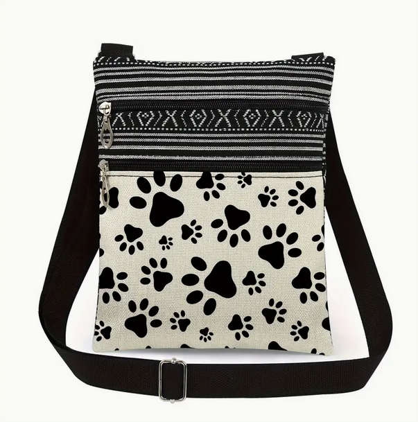 Paw Print Cross Body Bag With Adjustable Strap
