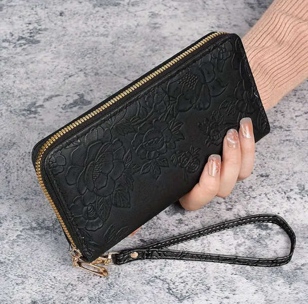 Watch and Floral Embossed Wallet with Bracelet and Gift Card