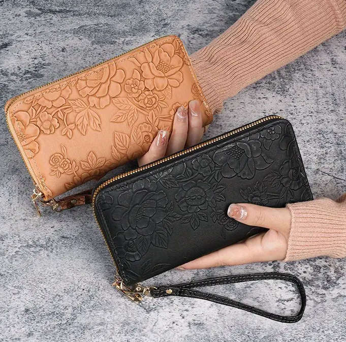 Watch and Floral Embossed Wallet with Bracelet and Gift Card
