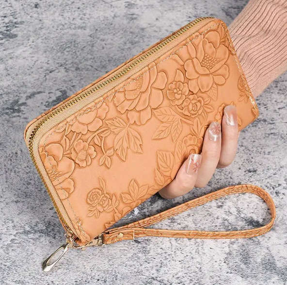 Watch Floral Embossed Wallet and Bracelet Set with Gift Card