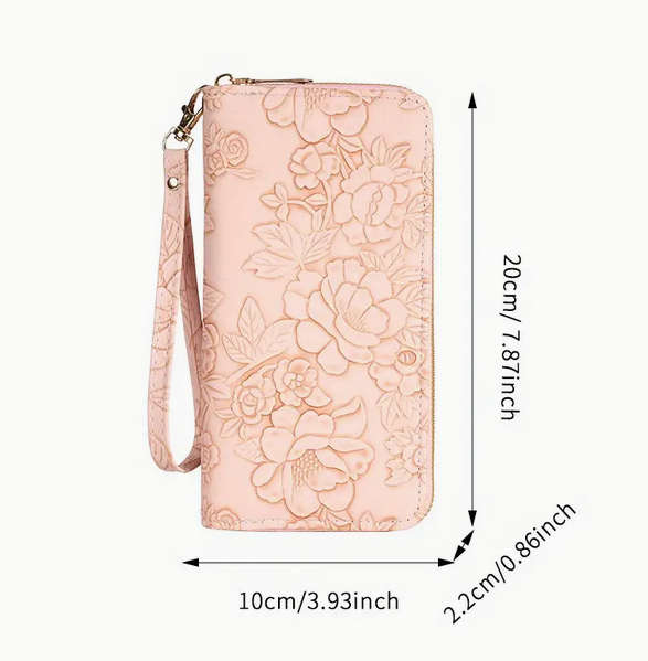 Watch and Floral Embossed Wallet with Bracelet and Gift Card