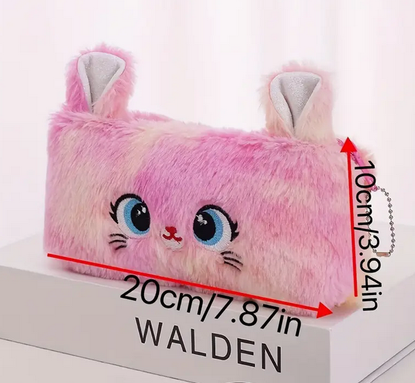Plush Pencil Case, Pastel Koki Pens and Notebook Set