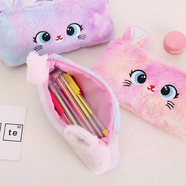 Plush Pencil Case, Pastel Koki Pens and Notebook Set