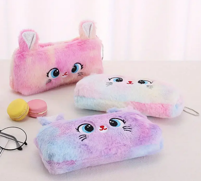Plush Pencil Case, Pastel Koki Pens and Notebook Set