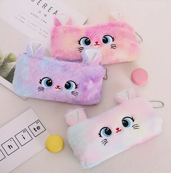 Plush Pencil Case, Pastel Koki Pens and Notebook Set