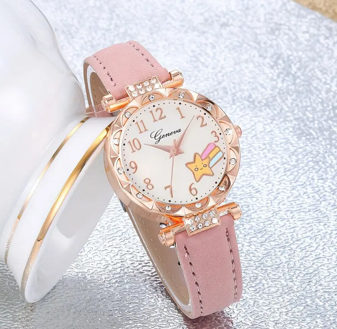 Watch and Jewellery Set - Pink and Rose Gold