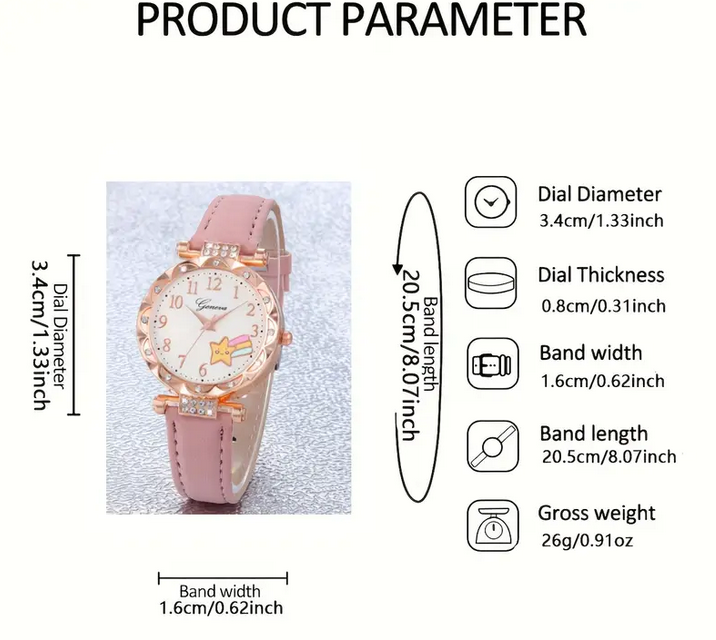 Watch and Jewellery Set - Pink and Rose Gold