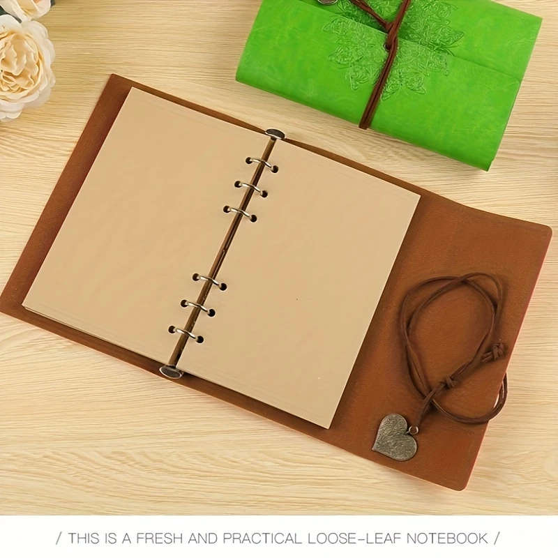 Vintage Heart Embossed Journal with Wrap Closure - Brown