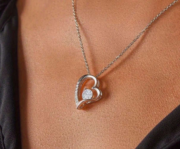 Love Heart Pendant Necklace with Gift Card and Gift Box