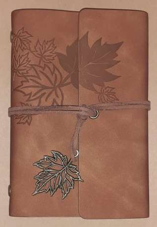 Vintage Maple Leaf Embossed Journal with Wrap Closure - Tan