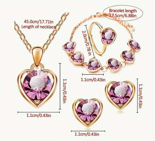 Watch and Jewellery Set - Pink and Rose Gold