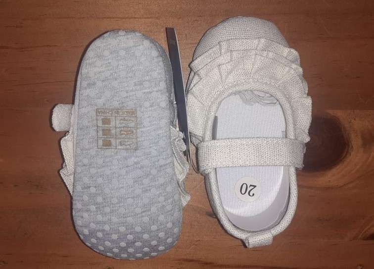 Baby Shoes 2 Pairs - Pink Sneakers and Cream Flat Ruffle Shoes
