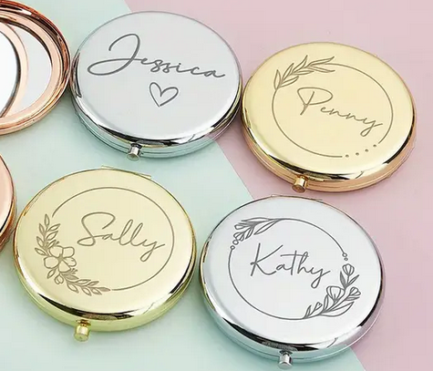 Makeup Bag Engraved Makeup Mirror and Bracelet Gift Set