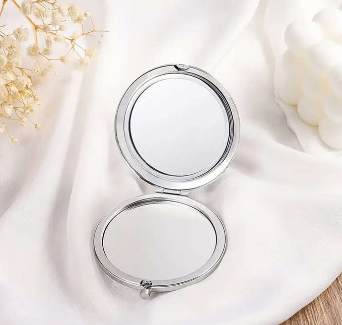 Beautiful Sandalwood Hair Brush, Makeup Mirror and Silver Earrings for Mom in a Raw Linen Bag