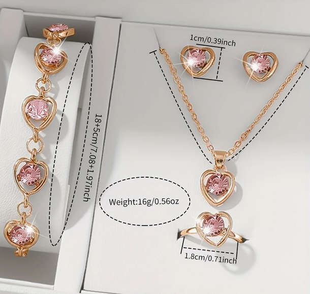 Watch and Jewellery Set - Pink and Rose Gold