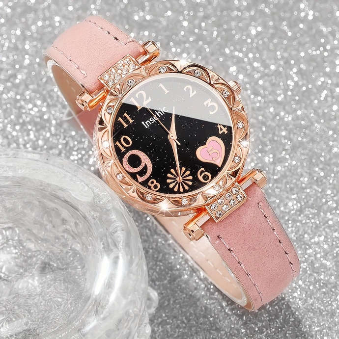 Watch and Jewellery Set - Pink and Rose Gold