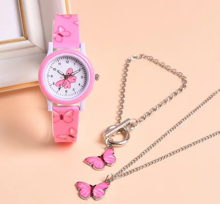 Butterfly Watch Necklace and Bracelet Set