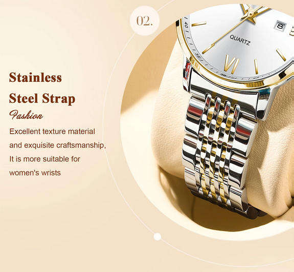 POEDAGAR Quartz Watch with Calendar and Stainless Steel Band