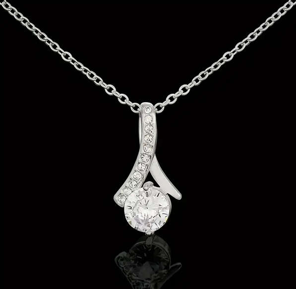 Love Ribbon Pendant Necklace with Gift Card and Gift Box