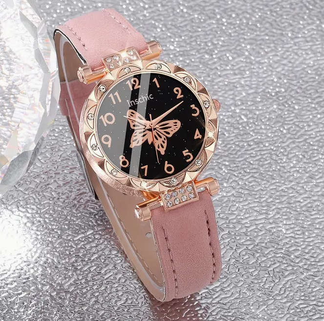 Watch and Jewellery Set - Pink and Rose Gold