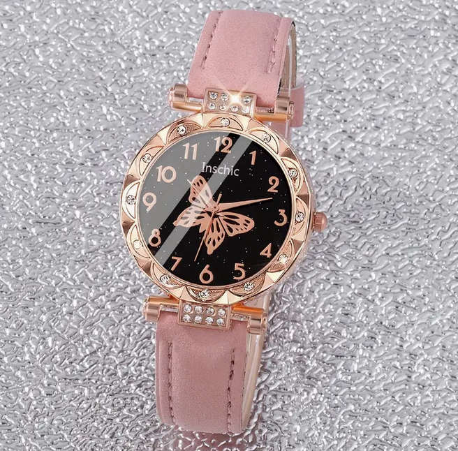 Watch and Jewellery Set - Pink and Rose Gold
