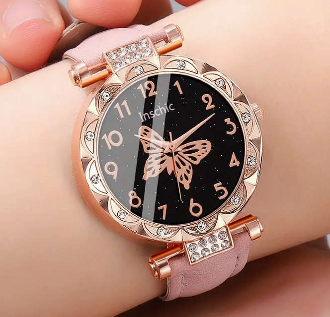 Watch and Jewellery Set - Pink and Rose Gold