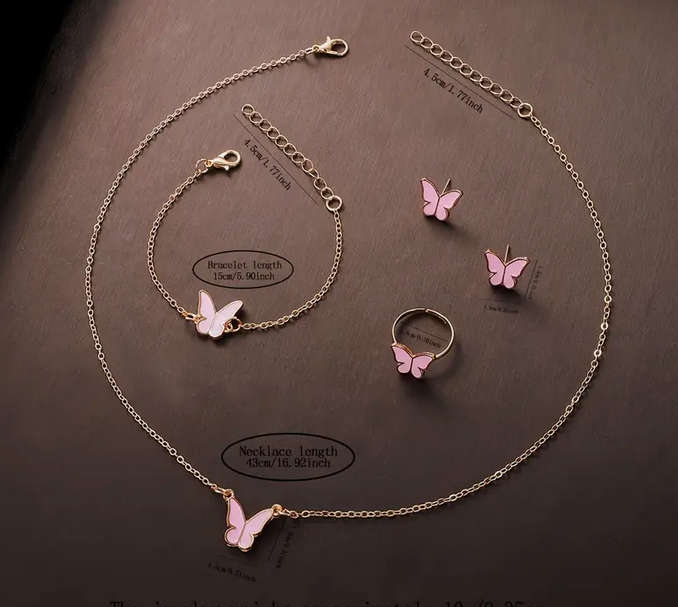 Watch and Jewellery Set - Pink and Rose Gold
