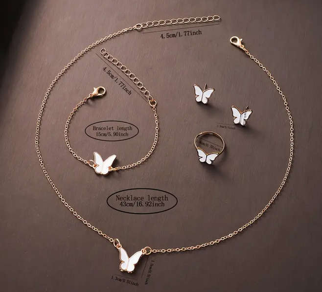 Watch and Jewellery Set - White and Rose Gold