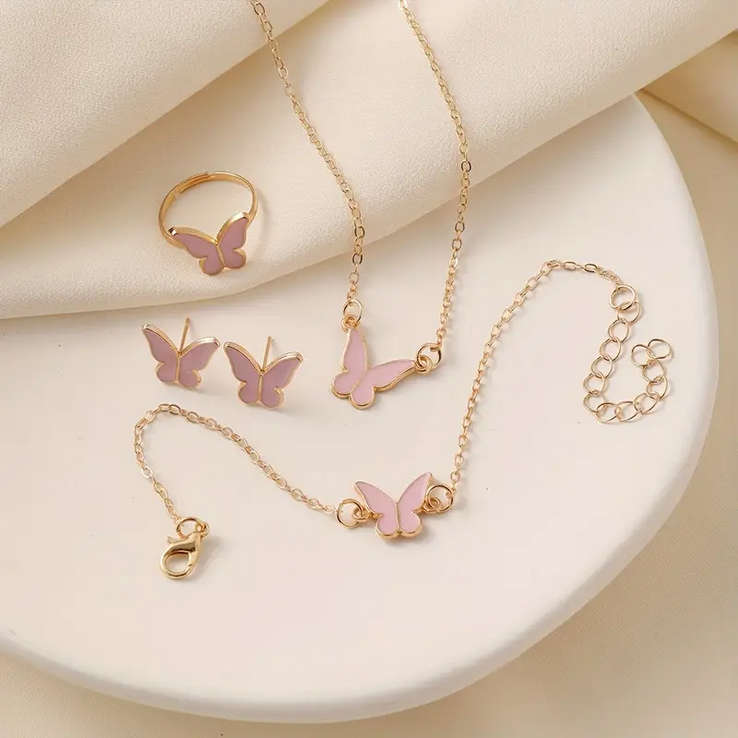 Watch and Jewellery Set - Pink and Rose Gold