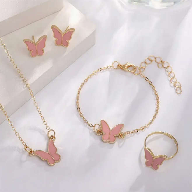 Watch and Jewellery Set - Pink and Rose Gold