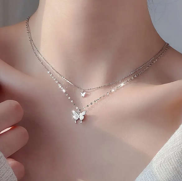Butterfly Watch Necklace and Earring Jewellery Set