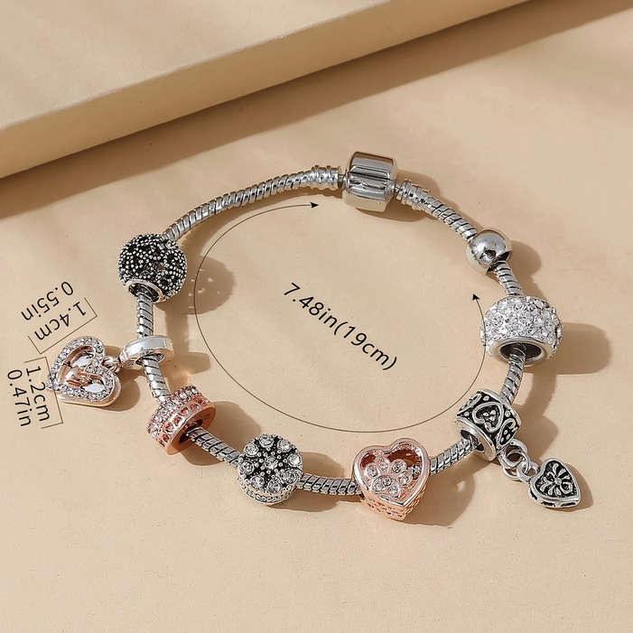 Charm Bracelet with Heart Pendants