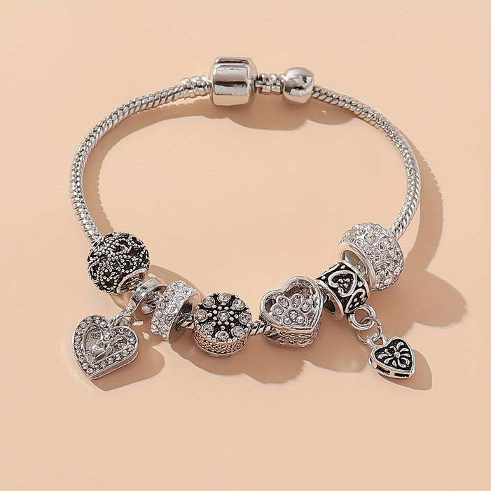 Charm Bracelet with Heart Pendants