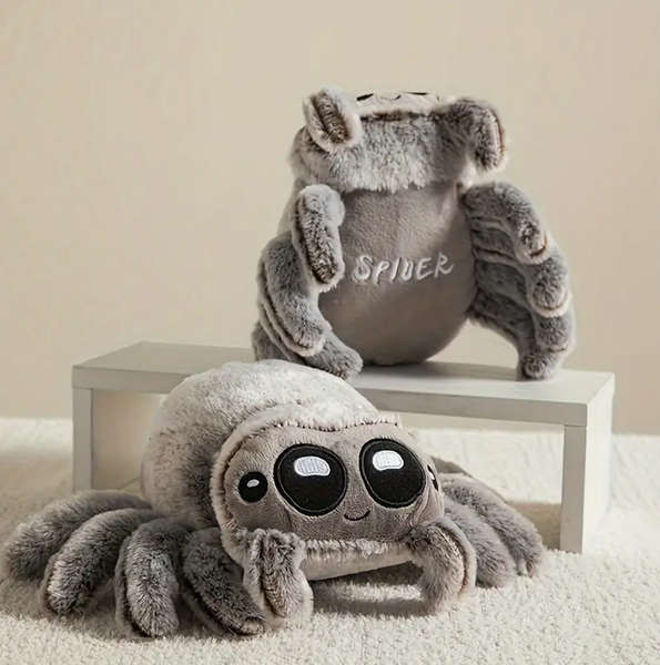 Jumping Spider Plush Toy for kids - Grey and Brown