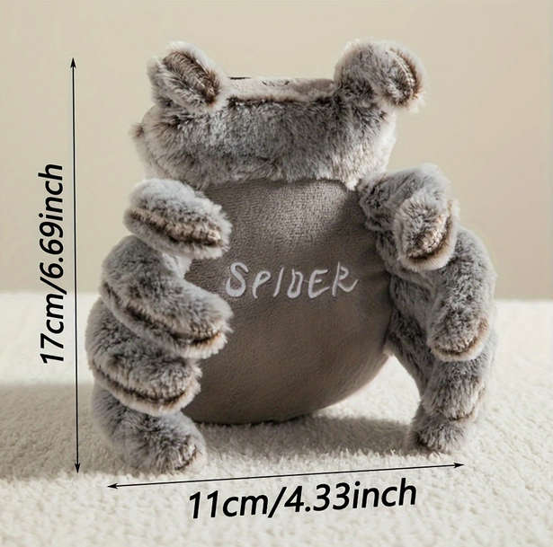 Jumping Spider Plush Toy for kids - Grey and Brown