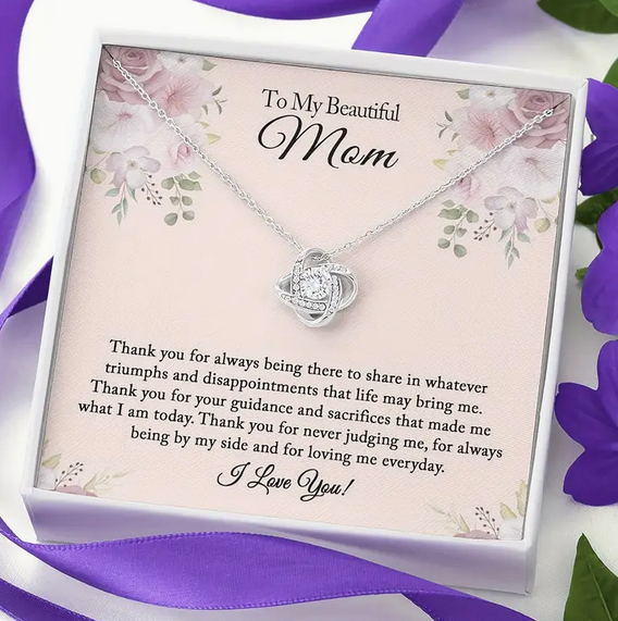 Love Knot Pendant Necklace with Gift Card and Gift Box