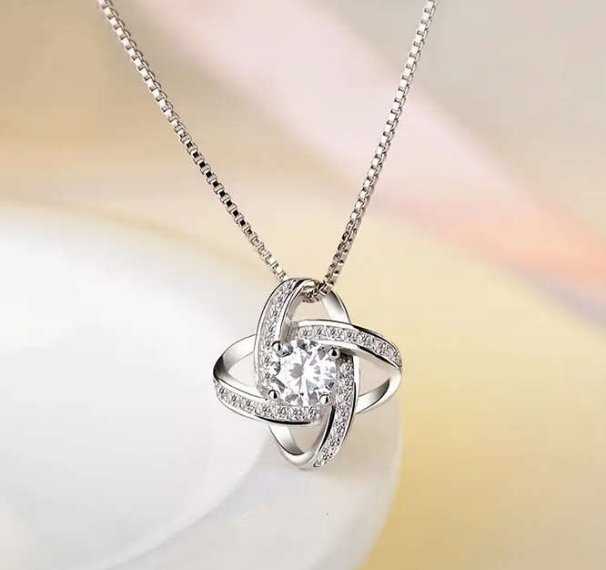 Love Knot Pendant Necklace with Gift Card and Gift Box