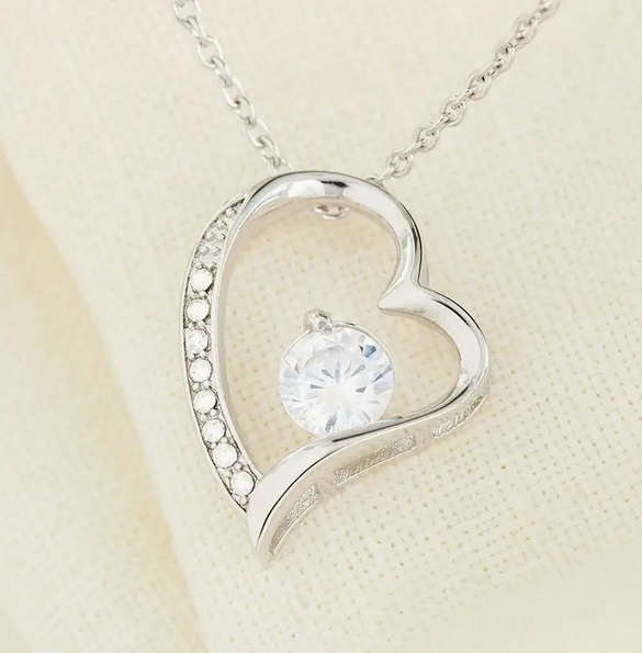 Love Heart Pendant Necklace with Gift Card and Gift Box