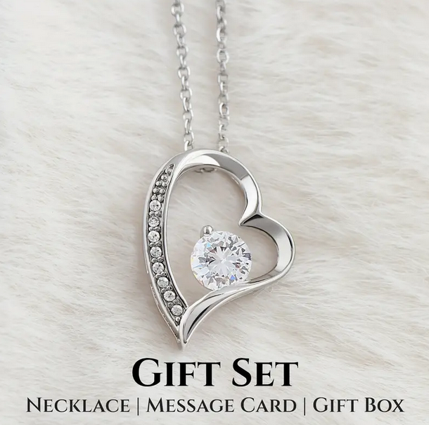 Love Heart Pendant Necklace with Gift Card and Gift Box