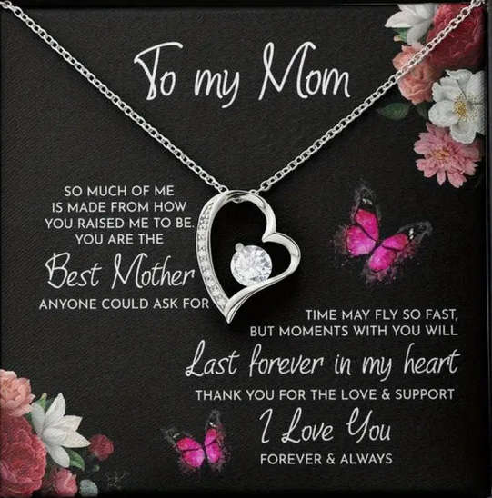 Love Heart Pendant Necklace with Gift Card and Gift Box