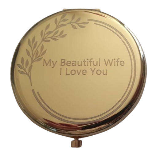 Sandalwood Hair Brush Gold Makeup Mirror and Earrings