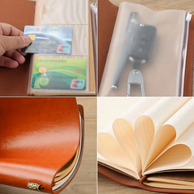 Vintage Embossed Faux Leather Journal with Wrap Closure