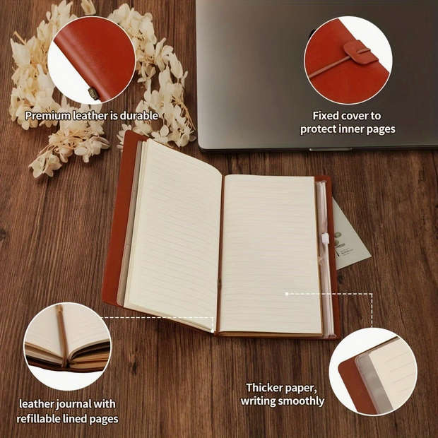 Vintage Embossed Faux Leather Journal with Wrap Closure