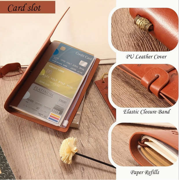 Vintage Embossed Faux Leather Journal with Wrap Closure