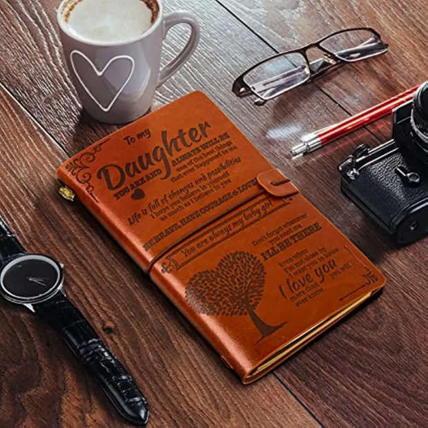 Vintage Embossed Faux Leather Journal with Wrap Closure
