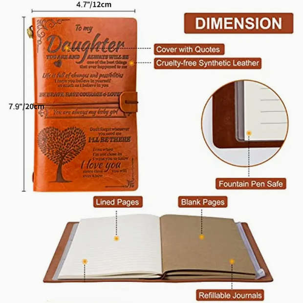 Vintage Embossed Faux Leather Journal with Wrap Closure