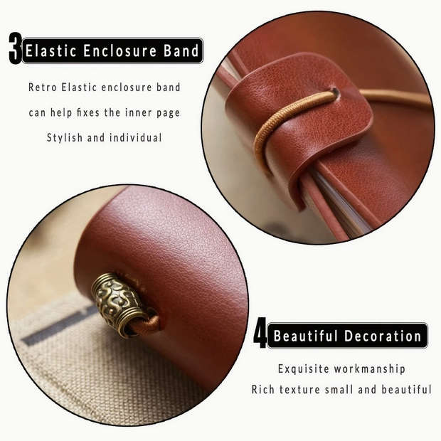 Vintage Embossed Faux Leather Journal with Wrap Closure