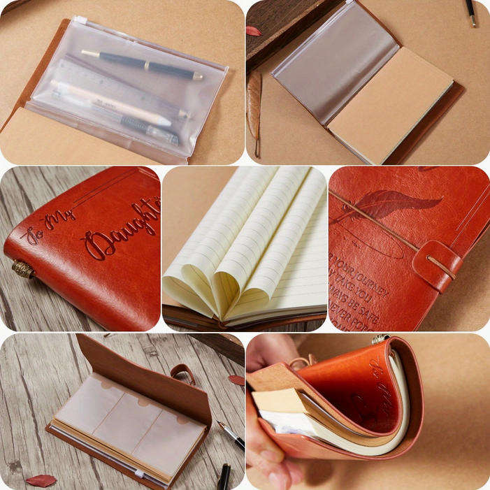 Vintage Embossed Faux Leather Journal with Wrap Closure