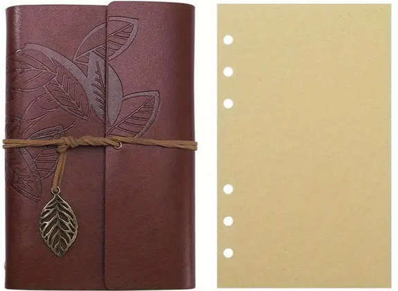 Vintage Leaf Embossed Faux Leather Journal with Wrap Closure